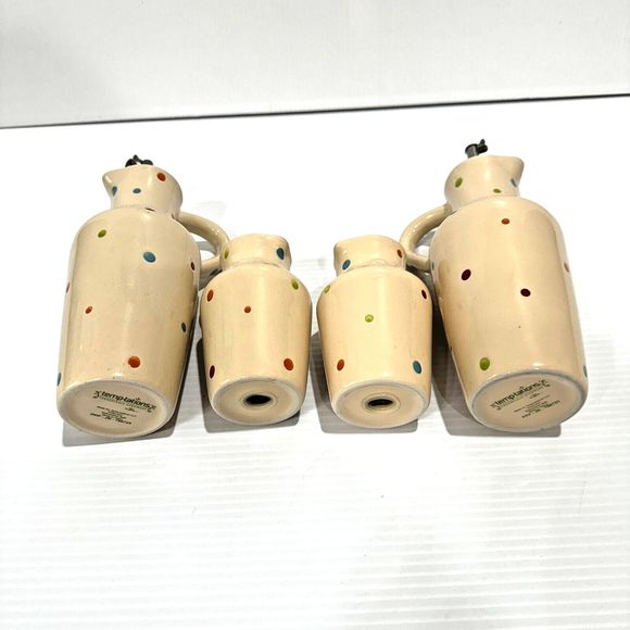 Temp-tations Temptations By Tara Polka Dot 5 pc Condiment Set Oil Vinegar Salt - Picture 8 of 15